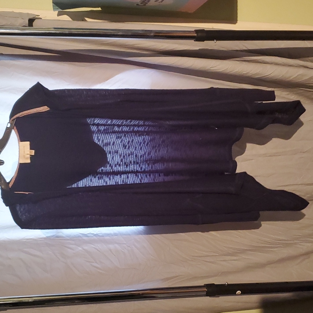 Large skies are blue navy hooded cardigan sweater